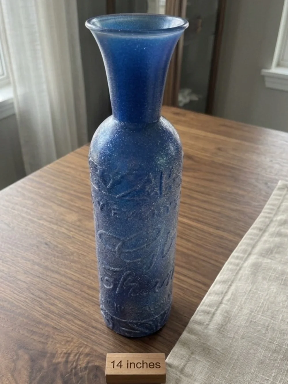 SO&SEWS Handcrafted Cobalt Blue Textured Accent Glass Vase